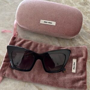 Miu Miu Authentic Black Sunglasses with Pink Case